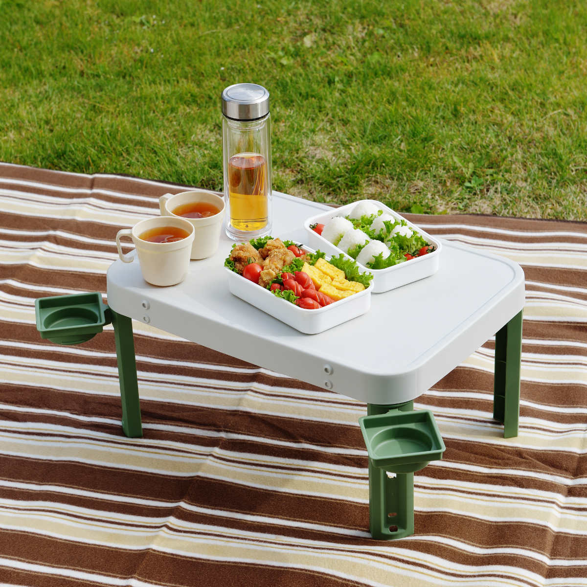 タマハシ レジャーテーブル コップスタンド付 コンパクト キャッチ