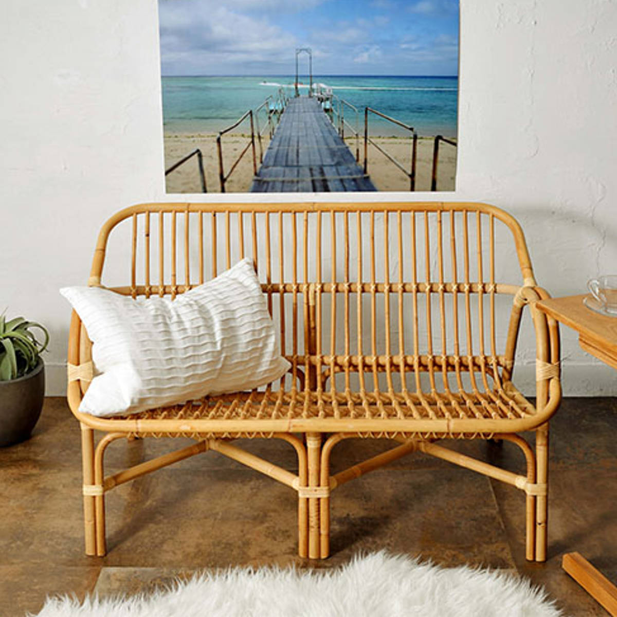 ラタン 2Pソファ Breeze コンパクト 幅110cm （ ソファー ラタンソファ