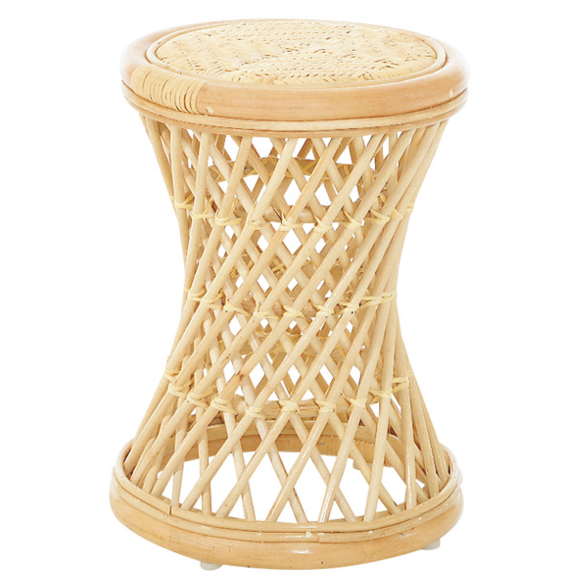 ラタンスツール 丸型 籐製 螺旋組み 座面高44cm （ 籐家具 ラタン製