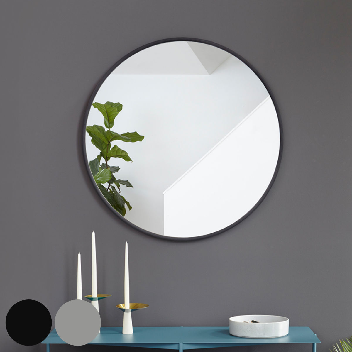 Umbra（アンブラ） ハブ ミラー 61×61cm 円形 壁掛け （ アンブラ 鏡