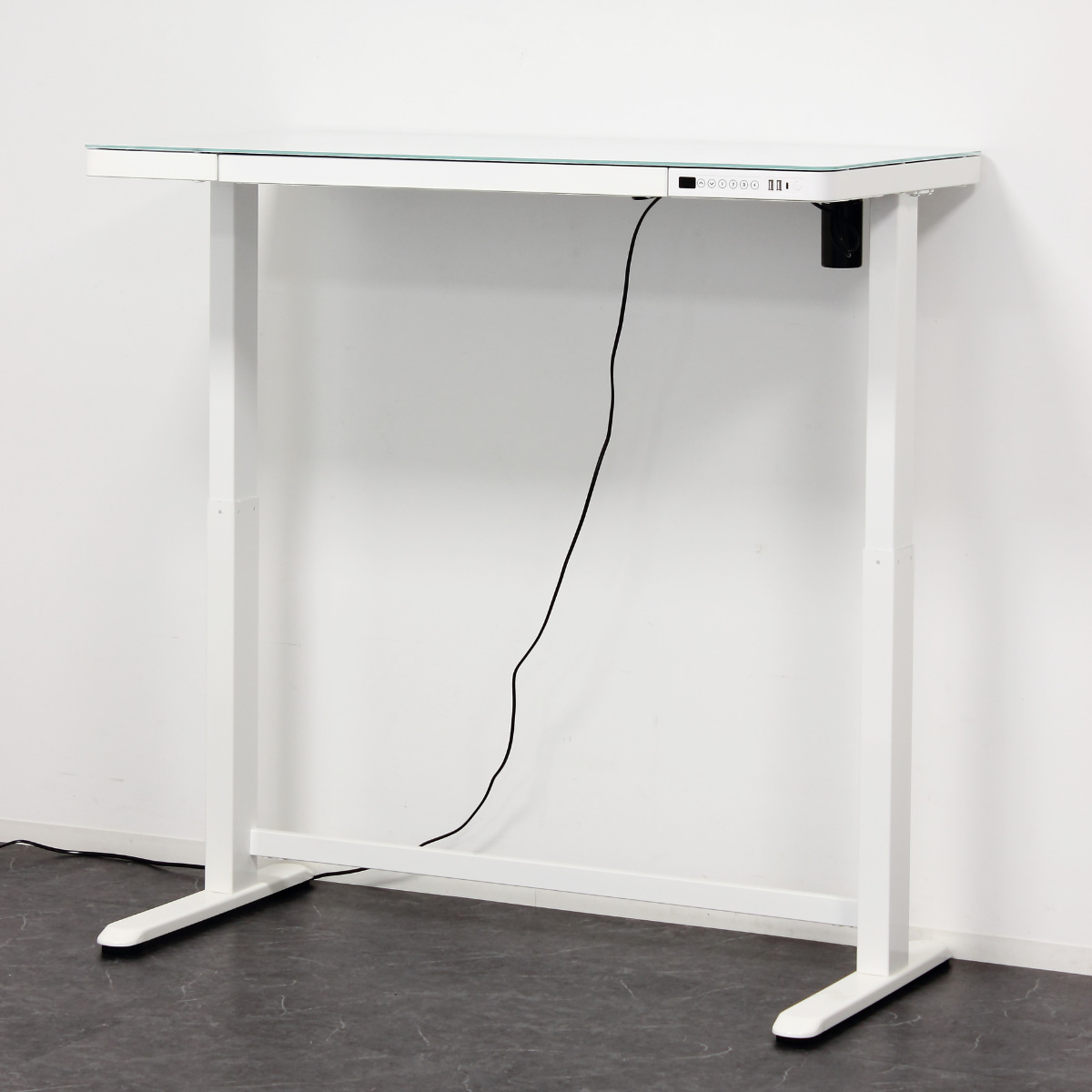 電動昇降デスク メモリー機能付き 木製天板 電動昇降式デスク 幅120cm メモリー機能付 ガラス天板 引き出し