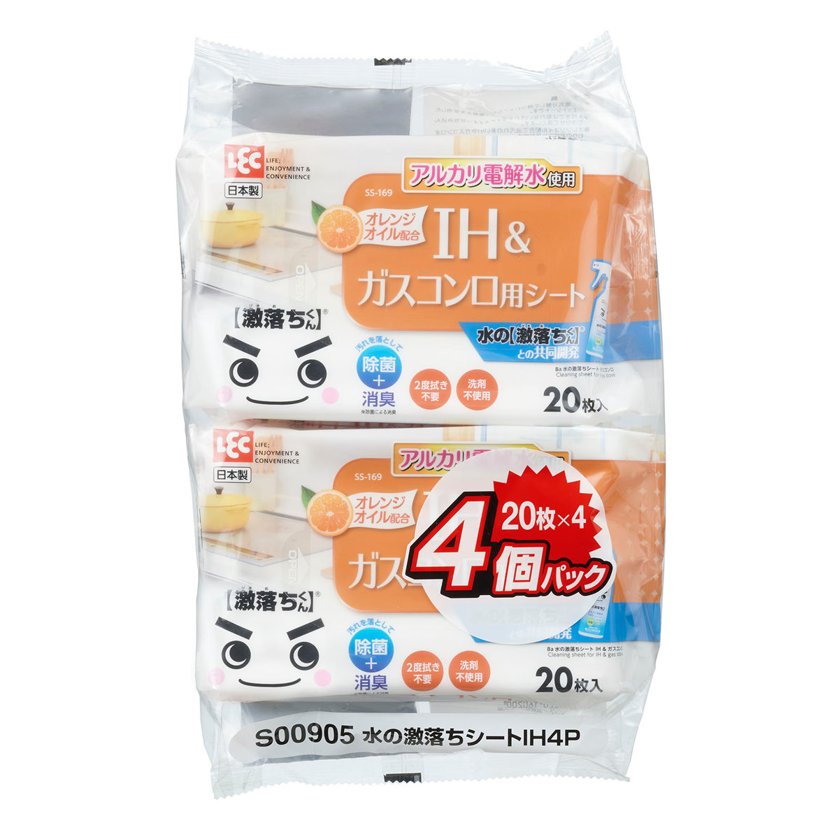 ウェットシート 激落ちくん 水の激落ちシート IH＆ガスコンロ 20枚 48個入 （ レック 水の激落ちくん ガスコンロ IH ウェット シート 20枚ｘ48 除菌 ）