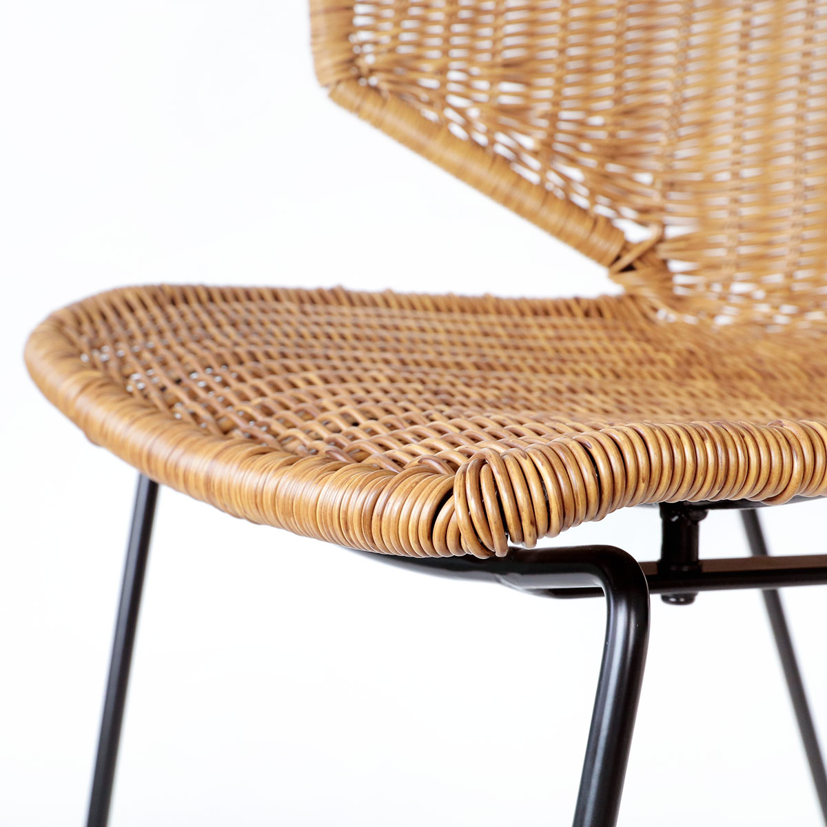 ダイニングチェア 2脚セット ラタン調 スチールフレーム 座面高45cm