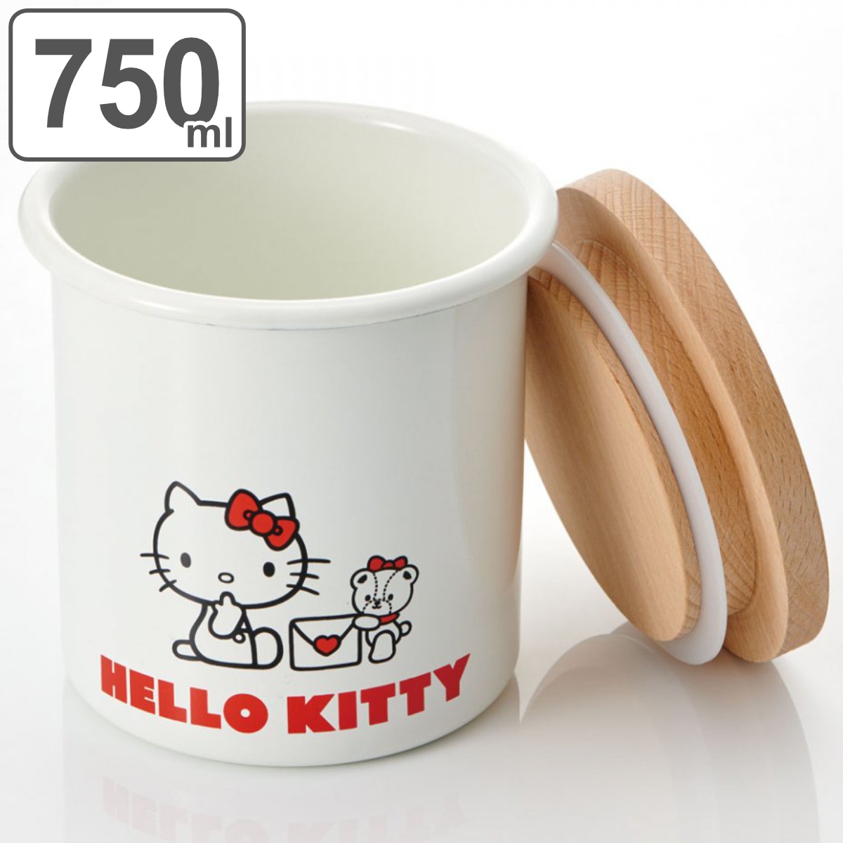 保存容器 750ml ホーロー 木蓋付き ハローキティ