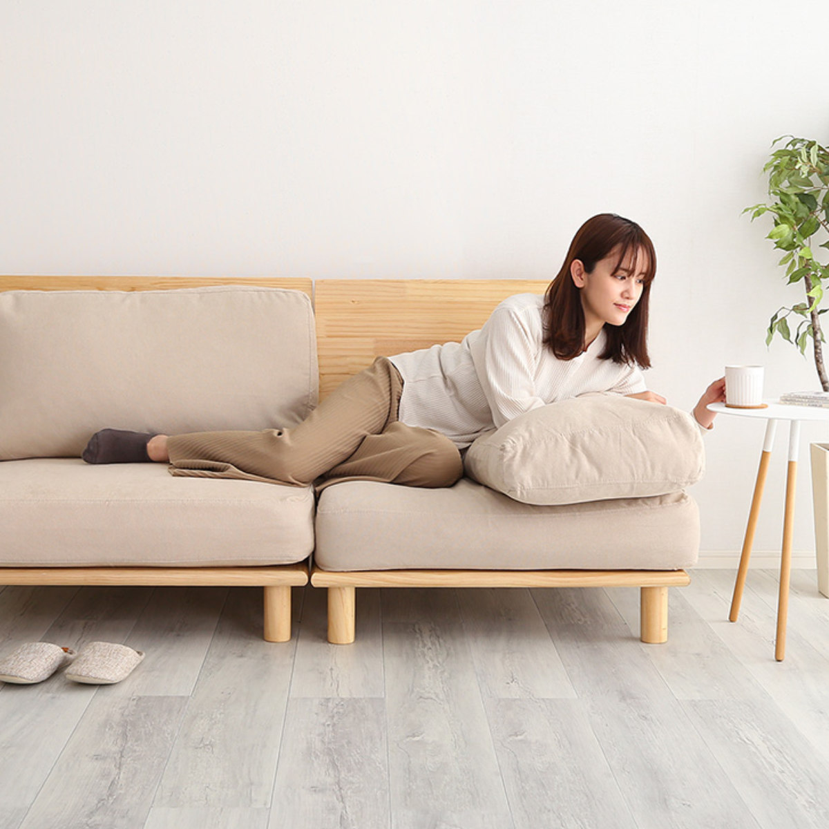 【美品】リビングソファ / グレー×ブラック お掃除ロボ対応◎ ホームテイスト（HOME taste） お掃除ロボット対応 ソファ 幅160cm
