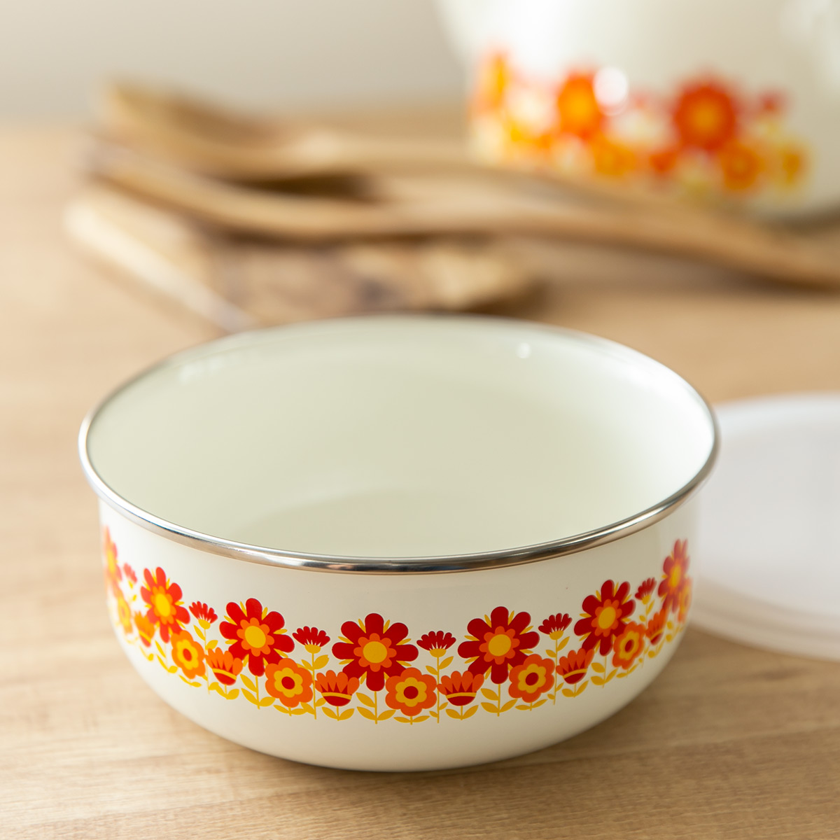 富士ホーロー 保存容器 1.2L メモリーズ 16cm 丸型容器 サンフラワー