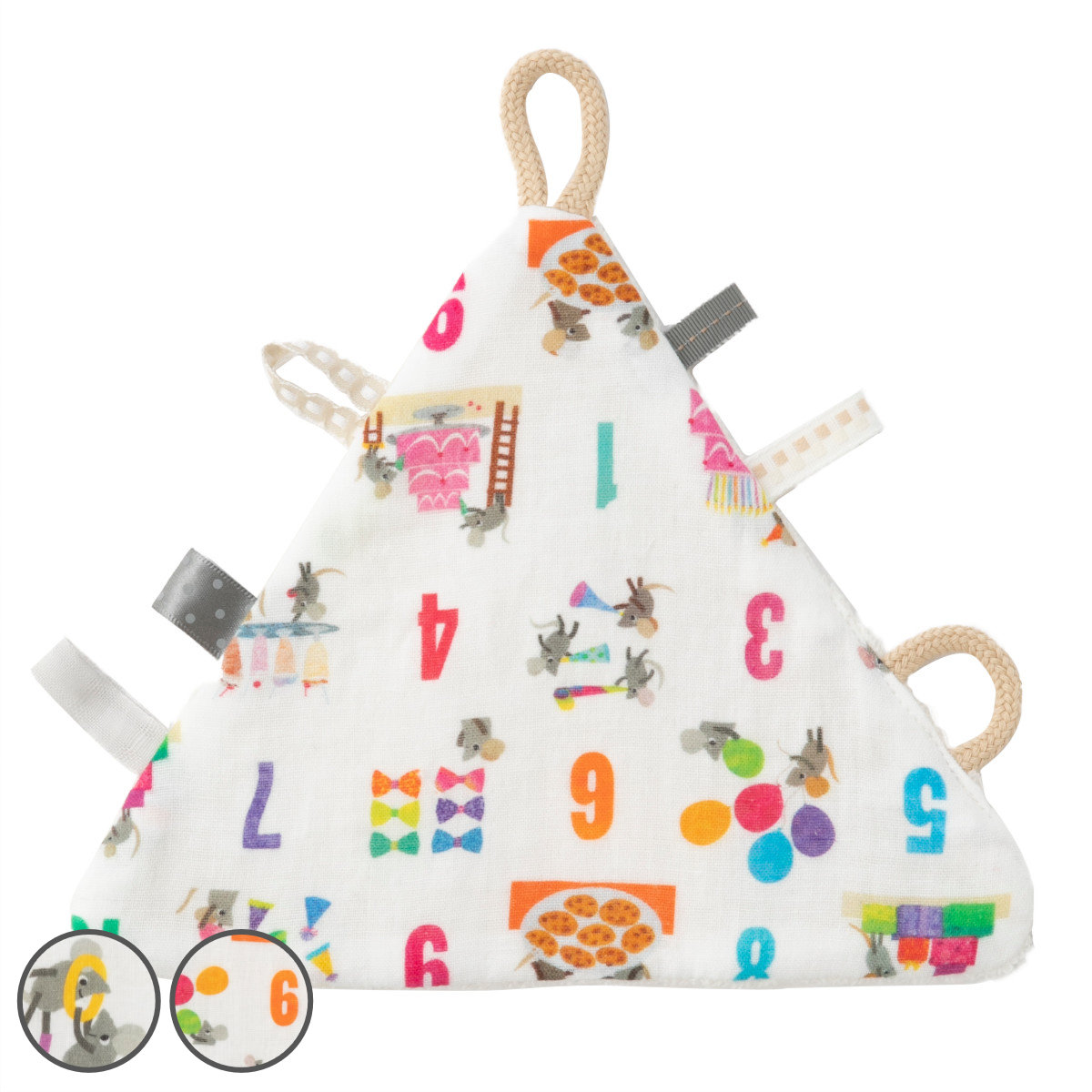 ハンカチ レオ・レオニ カシャカシャさんかく 綿100% 日本製 （ ミニタオル おもちゃ タオル ガーゼハンカチ オーガニック 綿 コットン 洗濯可能 ）