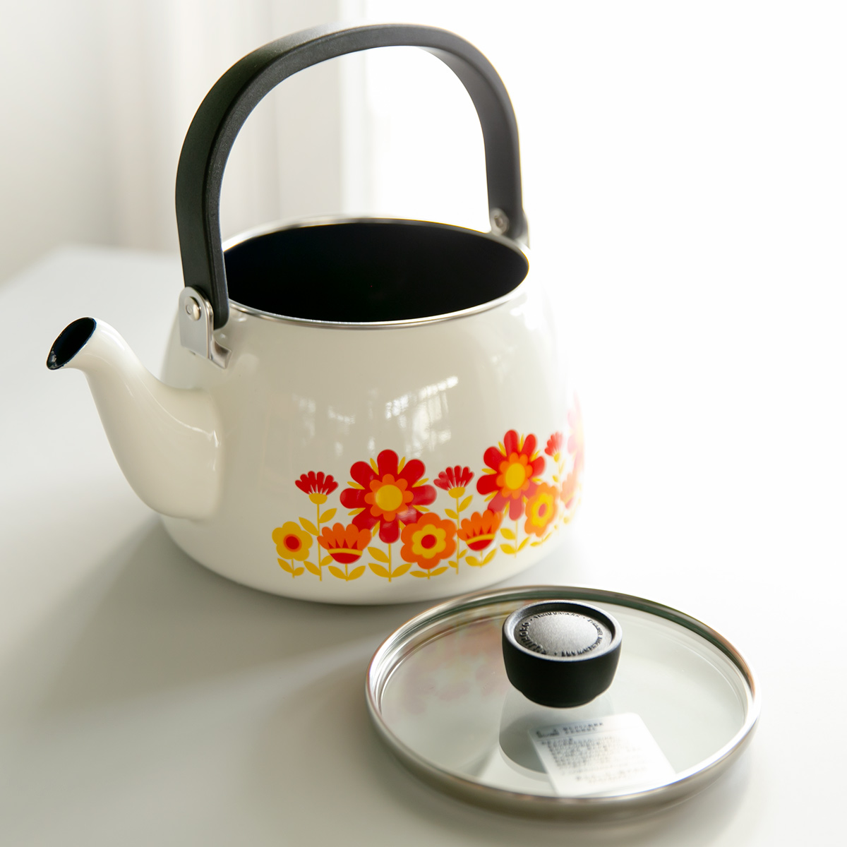 富士ホーロー やかん 2.5L IH対応 メモリーズ サンフラワー ケトル