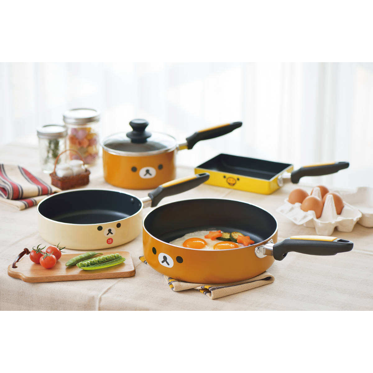 リラックマ　調理器具　4点セット　マルチクックパン　フライパン　片手鍋　卵焼き器 タマハシ 片手鍋 16cm IH対応 リラックマ （ ガス火 IH 対応 ソース