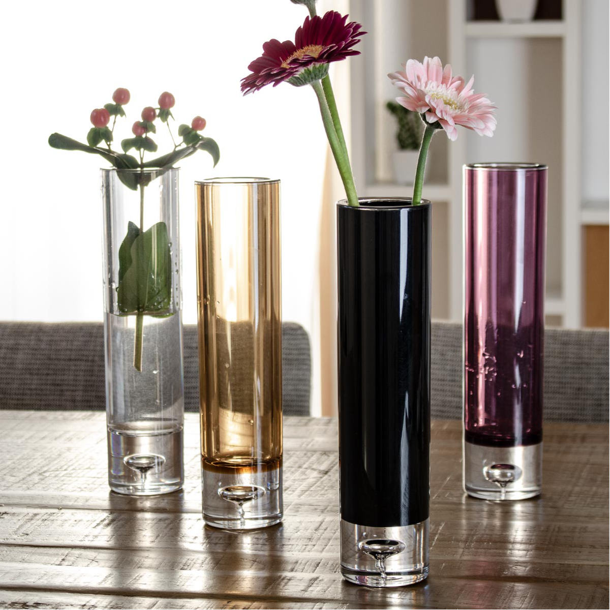 花瓶 割れないガラス PVシリンダー 直径6×高さ25cm （ 花びん 花器