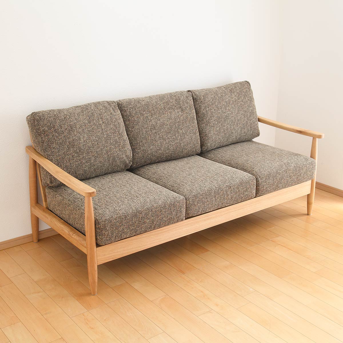 ソファ 三人掛け 幅181cm 木製 洗えるカバー ファブリック （ 開梱設置