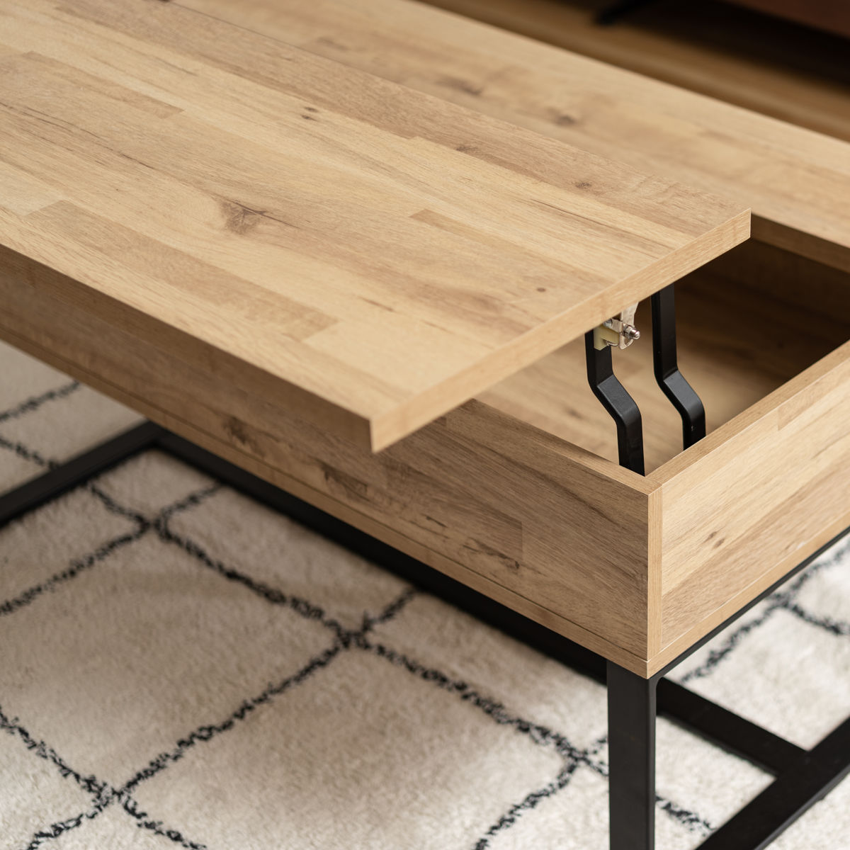 東谷 センターテーブル 幅90cm 2WAY 高さ調節 木目調 （ 昇降式 ロー