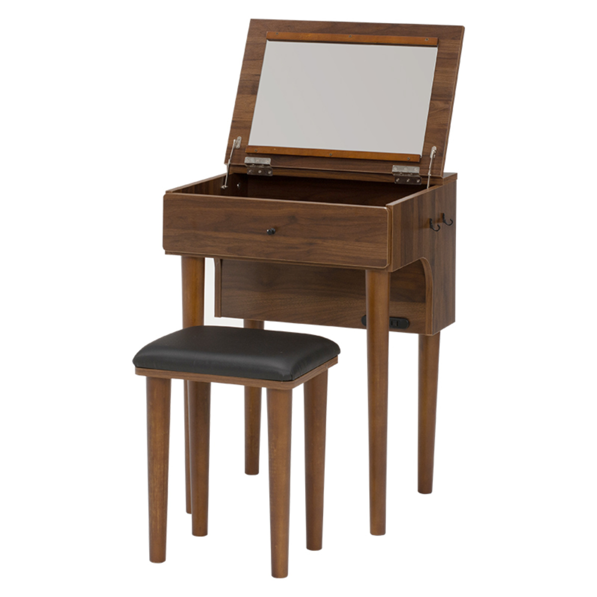 木製 化粧台 HAGiHARA（萩原） ドレッサー スツール セット 幅50cm コンセント 木製