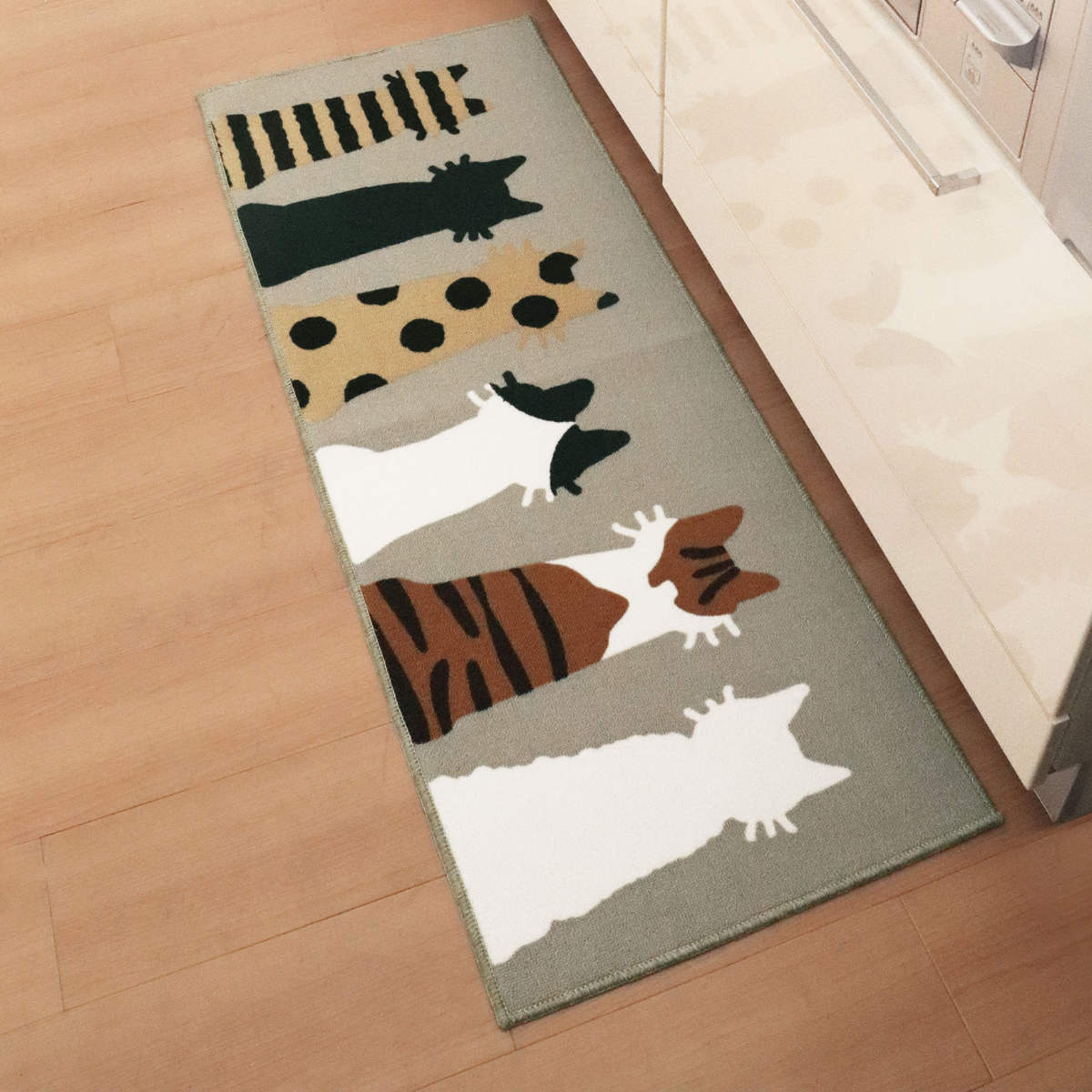 キッチンマット 45×120cm リーフ柄 ネ...の詳細画像2