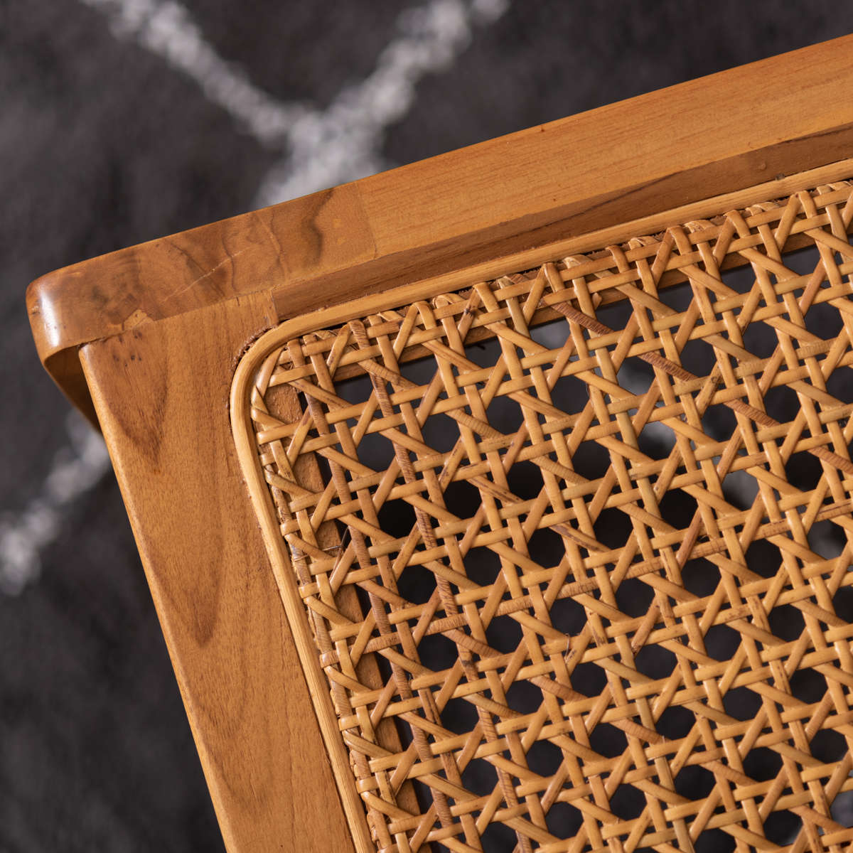 東谷 フロアチェア 天然木フレーム ラタン編み 座面高約20cm （ 座椅子