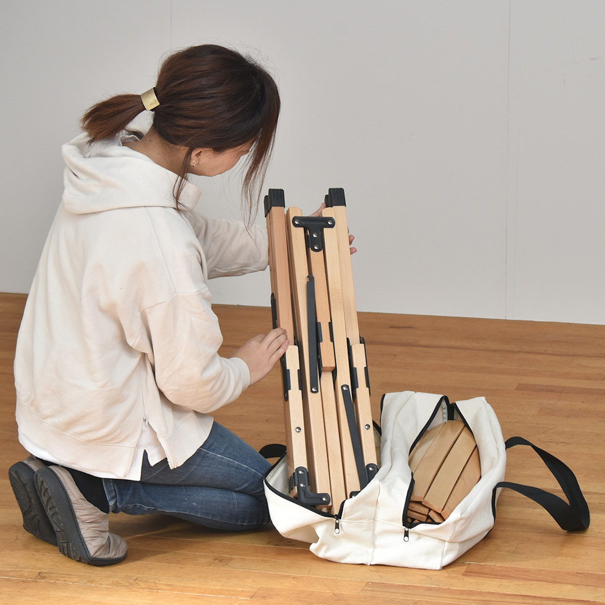 キャンプテーブル 折りたたみ 木製 幅120×奥行60×高さ45cm