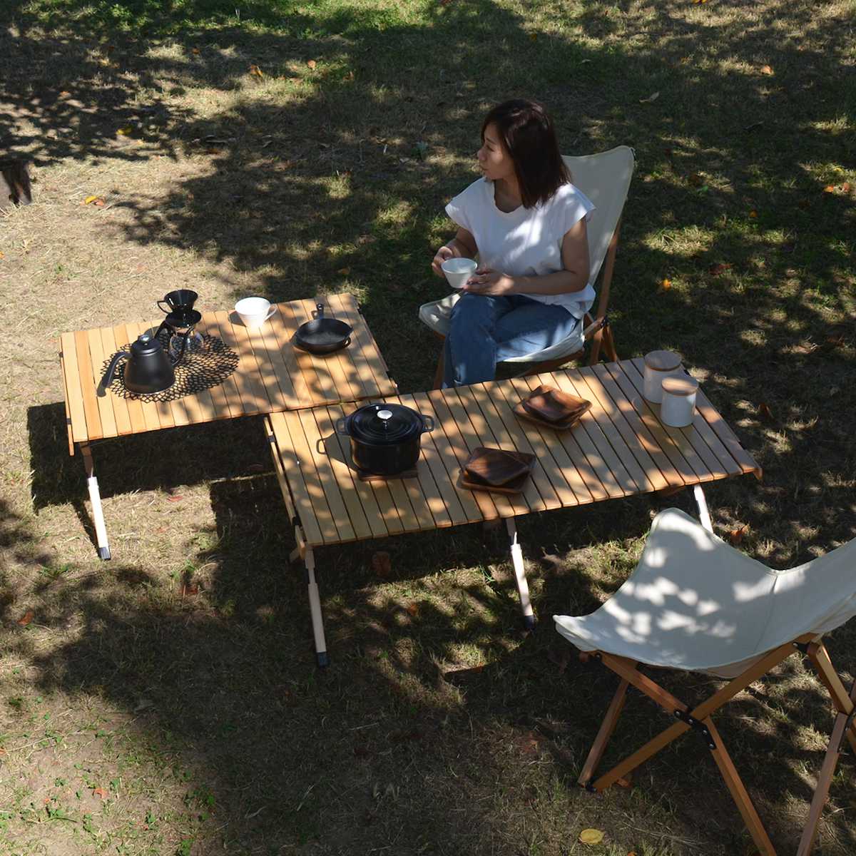 【美品】木製　キャンプテーブル　120x60 403871-1.jpg