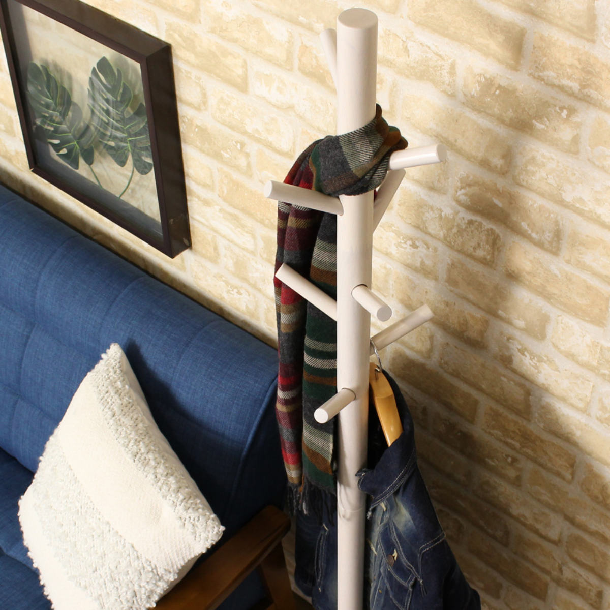 ポールハンガー 木製 ハンガーラック （ コートハンガー 収納 スリム