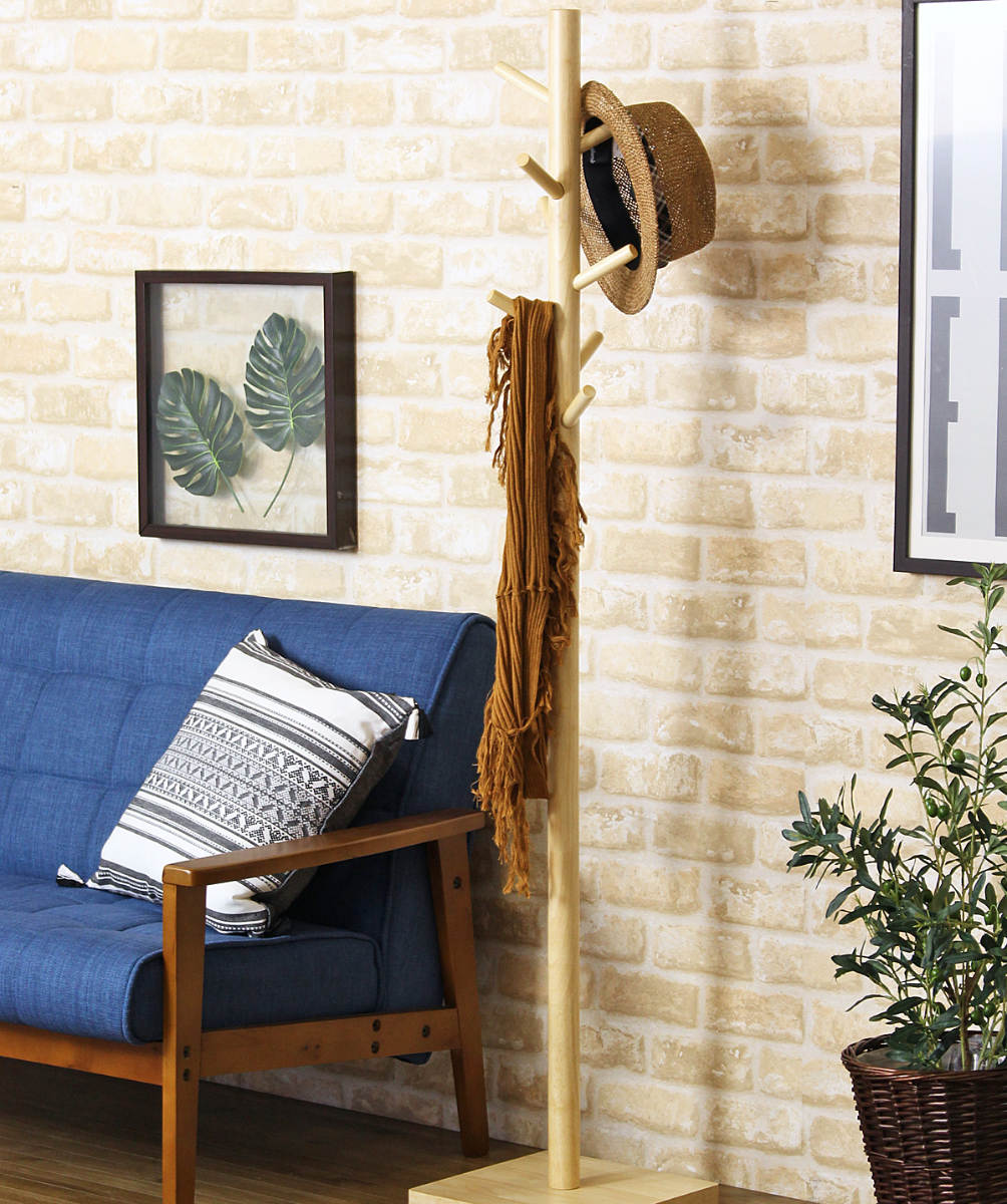 ポールハンガー 木製 ハンガーラック （ コートハンガー 収納 スリム