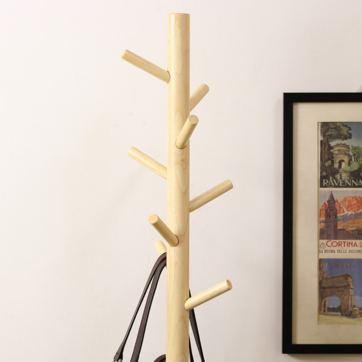 ポールハンガー 木製 ハンガーラック （ コートハンガー 収納 スリム