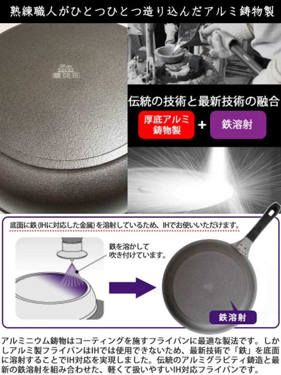 ウルシヤマ金属工業 フライパン 26cm IH対応 マジェスタ UMIC 日本製