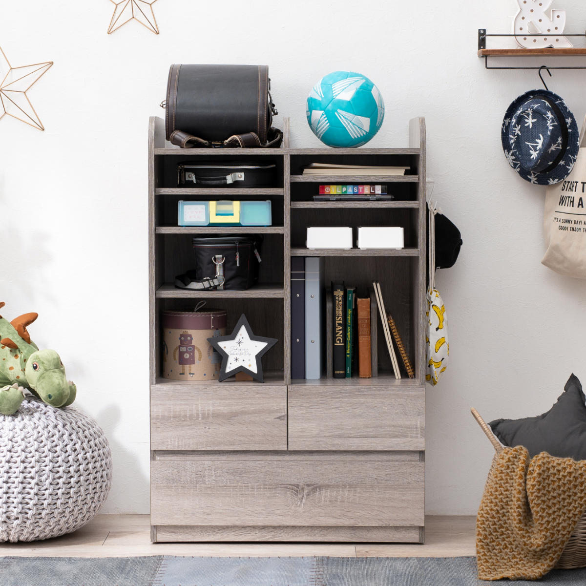 HAGiHARA（萩原） ランドセルラック 幅68.5cm 大容量タイプ 引き出し