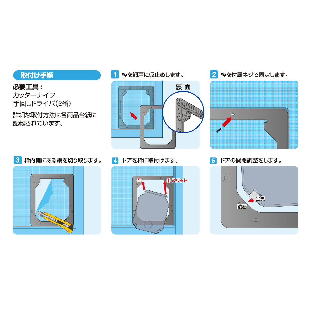 網戸専用 犬猫出入口 猫・小型犬用 Sサイズ ( )の詳細画像2