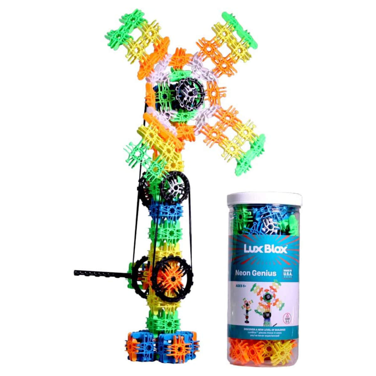 おもちゃ ラックスブロックス ネオン・ジーニアス 知育玩具 （ ブロック Lux Blox 知育ブロック 148ピース ネオンカラー 子ども アメリカ製 プレゼント ）