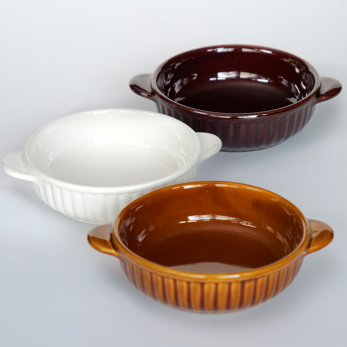 グラタン皿 一人用 丸 13cm 立筋 耐熱 陶器 萬古焼 （ 食洗器対応 電子