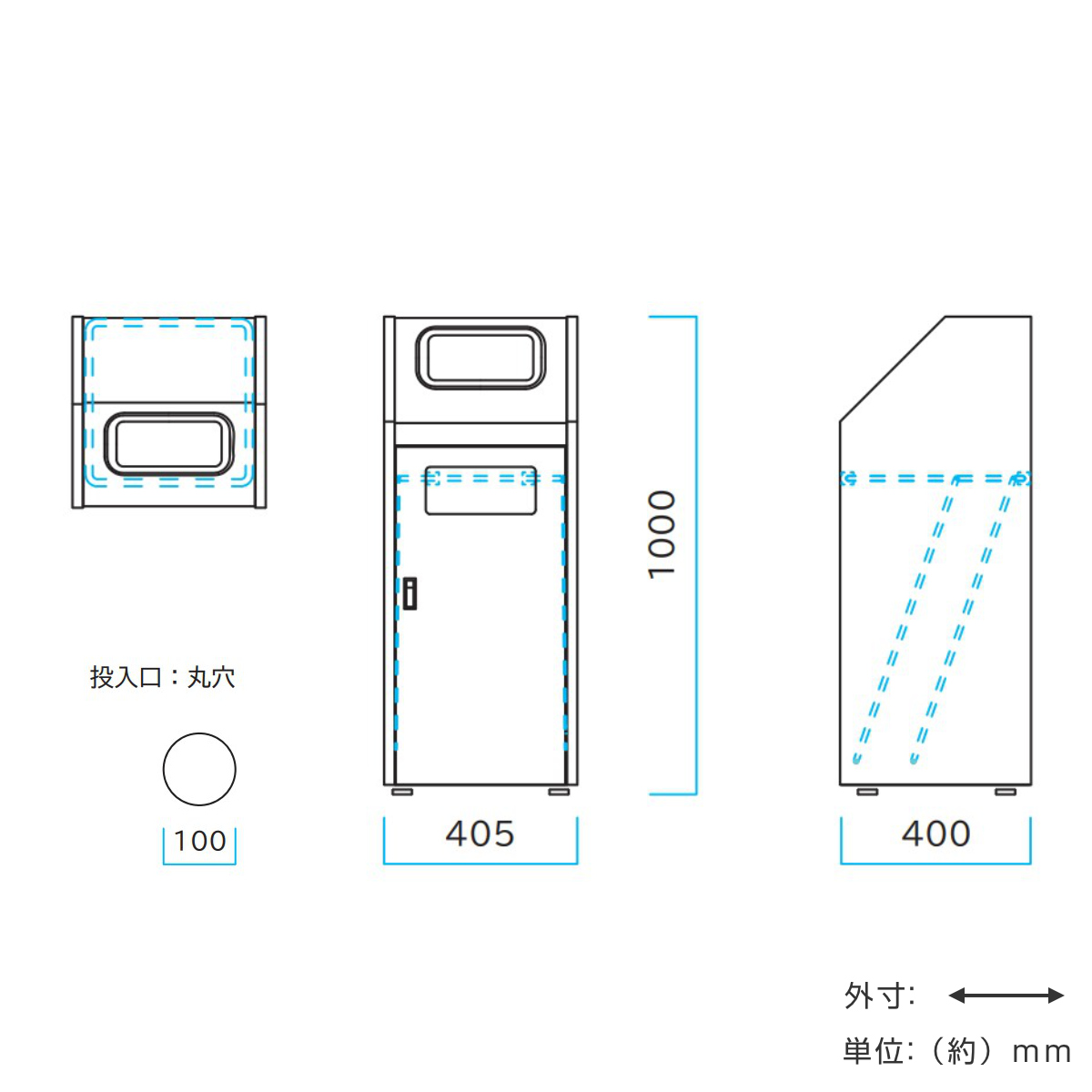 屋内用ゴミ箱 45L 丸穴蓋 業務用ダストボックス Bunbetuダストハウス#45 （ 法人限定 屋内用 ゴミ箱 45リットル 分別ゴミ箱 分別 ダストボックス 業務用 ）_5