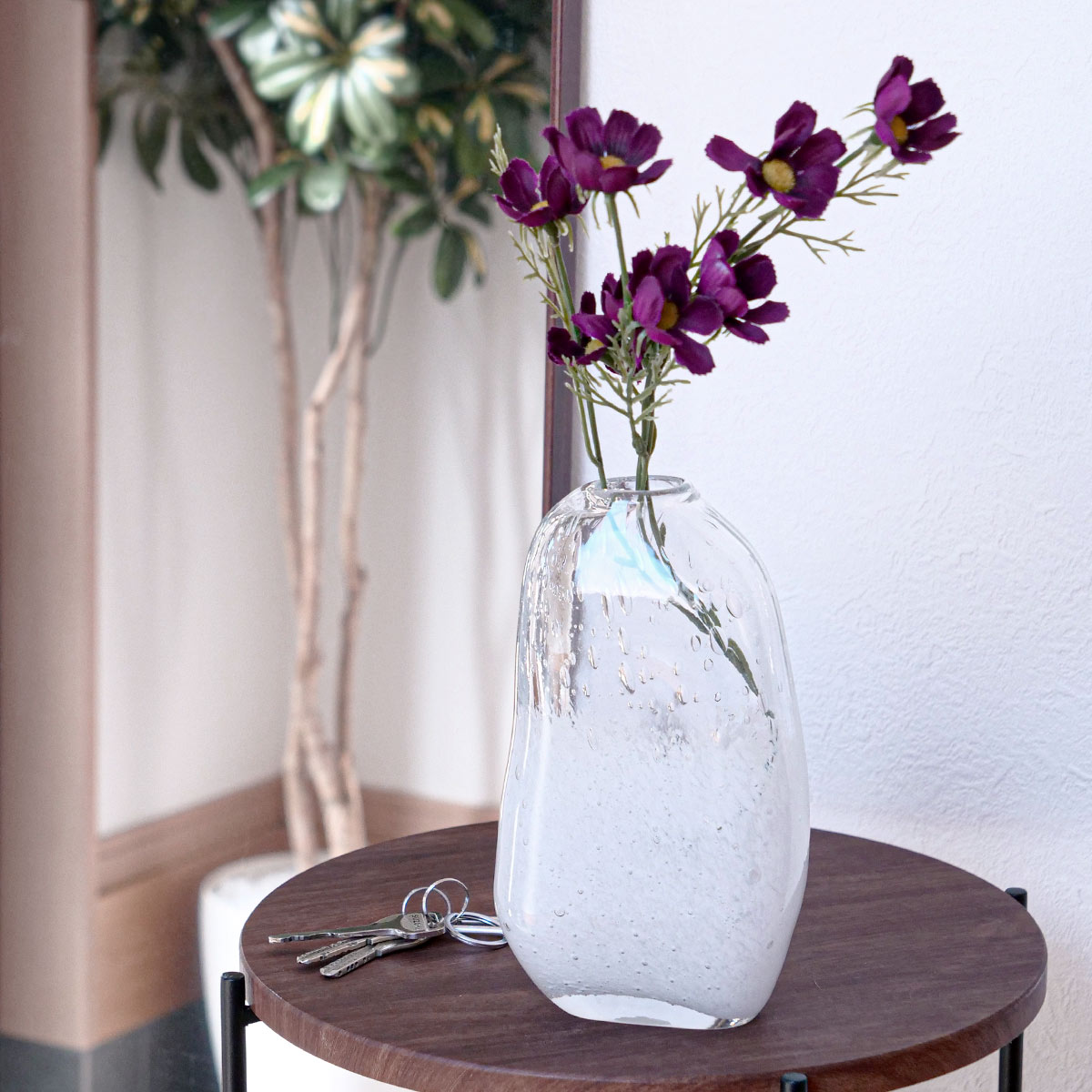 花瓶 DGマコベース 幅11.5×奥行7.5×高さ20cm クリアホワイト ガラス