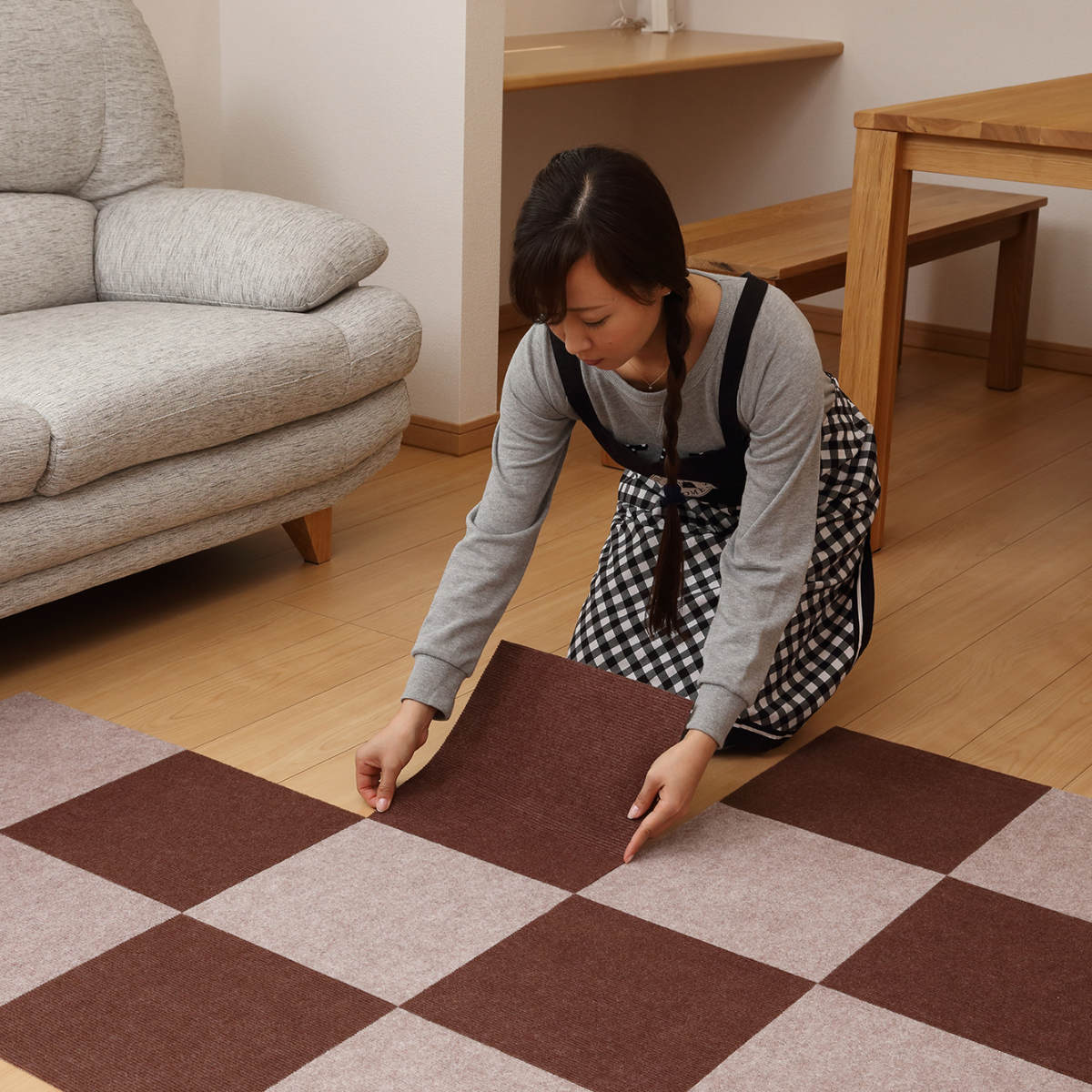 ワタナベ工業 タイルカーペット 吸着ぴたマット ループ 9枚組 30×30cm