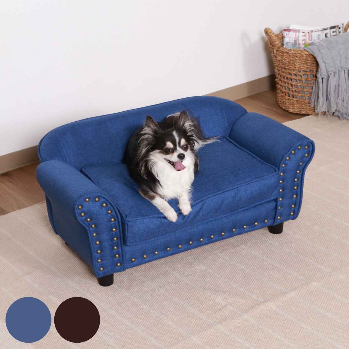 ペットソファ 幅74cm チェスターフィールド風 （ ペットベッド 犬 猫 ペット家具 ペット用 ベッド ソファー ）