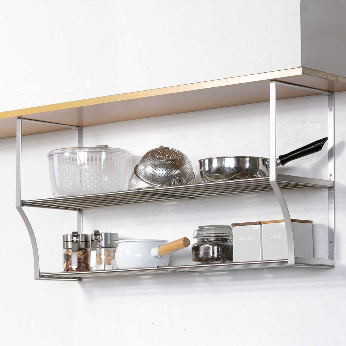 吊戸棚収納 パイプ棚S 2段 幅90cm 水切棚シリーズ ネジ止めタイプ