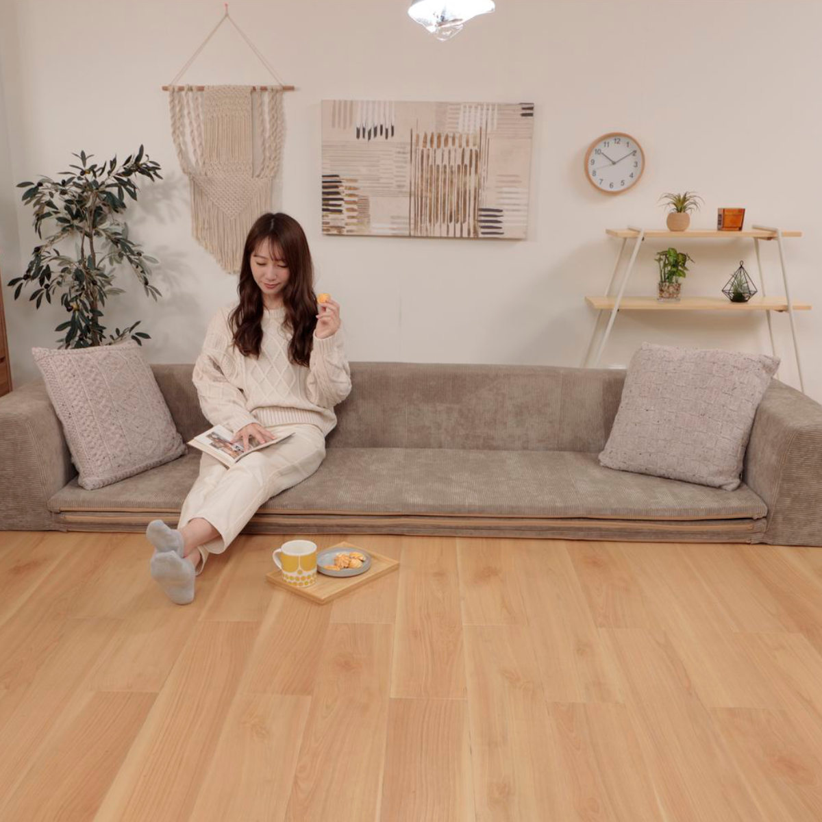 フロアソファ ローソファー 幅250cm セルタン ローソファ 洗えるラグ付き 幅250cm コーデュロイ （ 2WAY