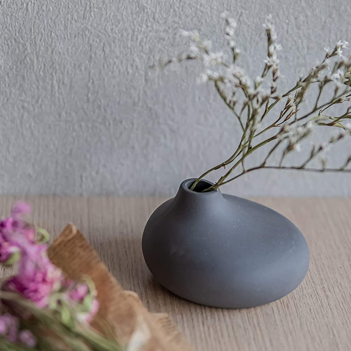 花瓶 AYAフラワーベース フラット 陶器 （ 花びん 花器 ベース 無地