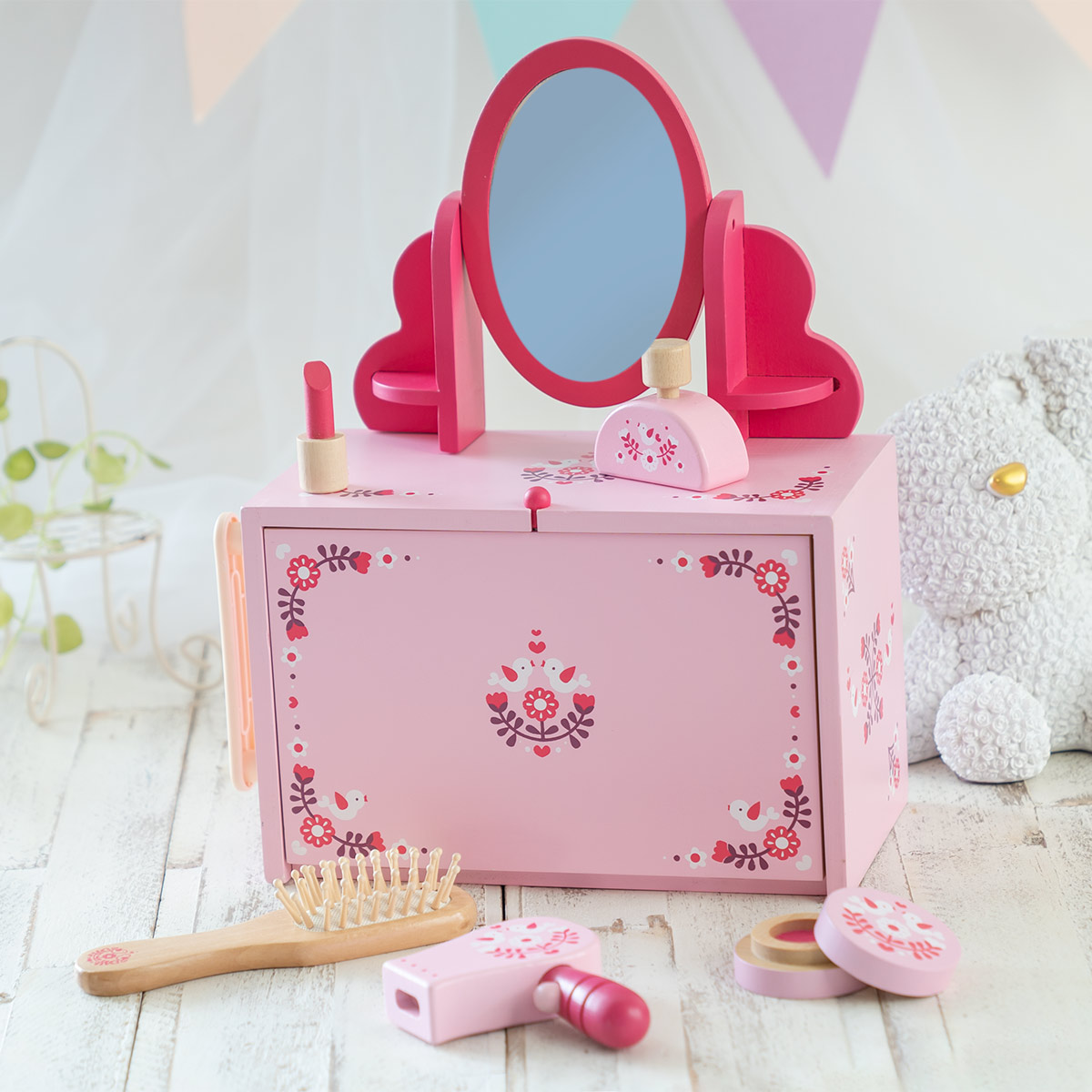 おもちゃ おままごとセット ドレッサーセット 木製 （ 木製おもちゃ 木のおもちゃ ドレッサー 玩具 3歳 子ども キッズ 幼児 女の子 かわいい ）