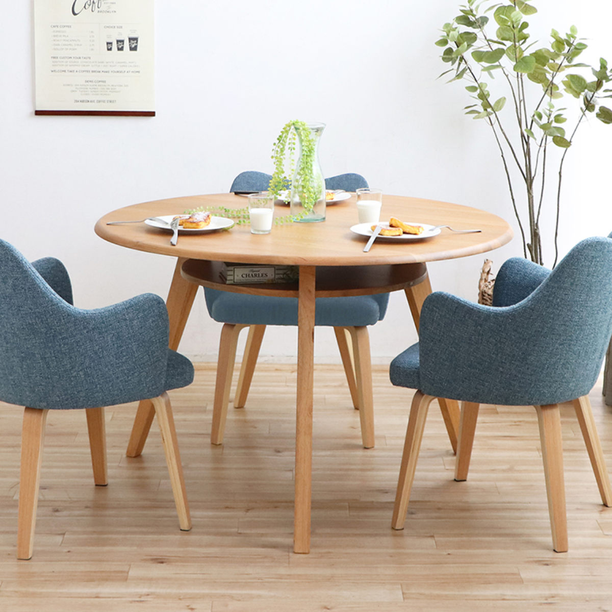 東馬（Tohma） ダイニングテーブル 円形 幅110cm シーナ 木製 オーク