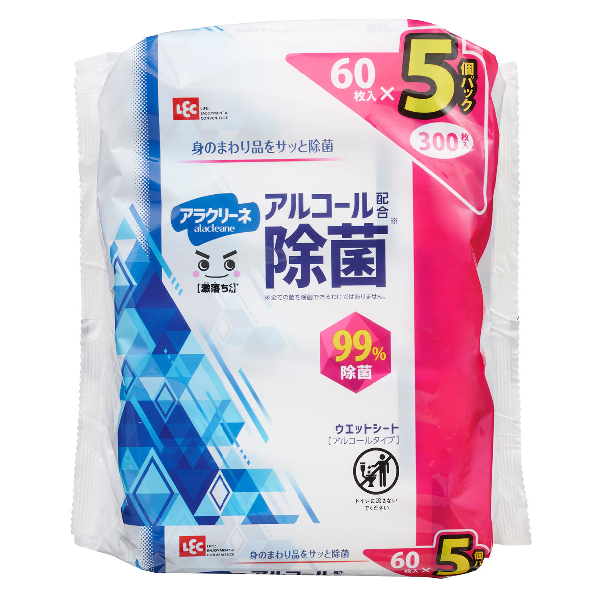 ウェットシート 激落ちくん アルコール 除菌シート 60枚入 5個セット （ ウェット シート 除菌 拭き取り 掃除 おてふき 日本製 ）