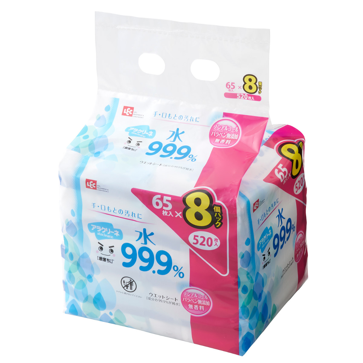 ウェットシート 激落ちくん アラクリーネ 水 99.9％ 65枚入 48個セット （ ウェットティッシュ ノンアルコール 無香料 手 口元 汚れ 赤ちゃん 日本製 ）