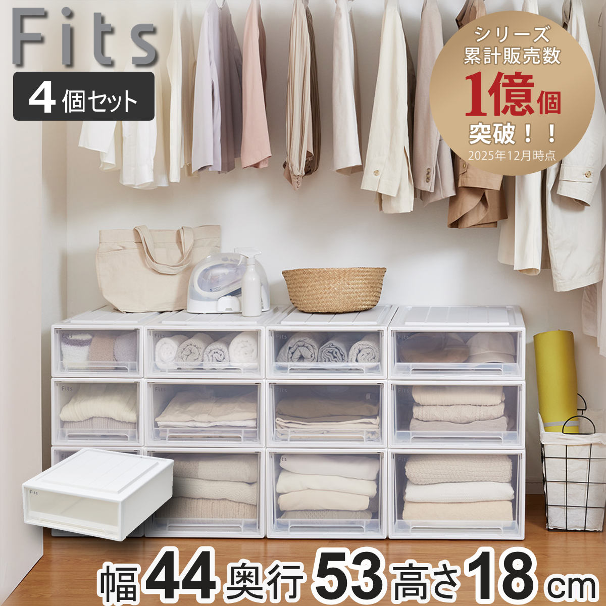 Fits 収納ケース フィッツ フィッツケース クローゼット ワイド S-53 4