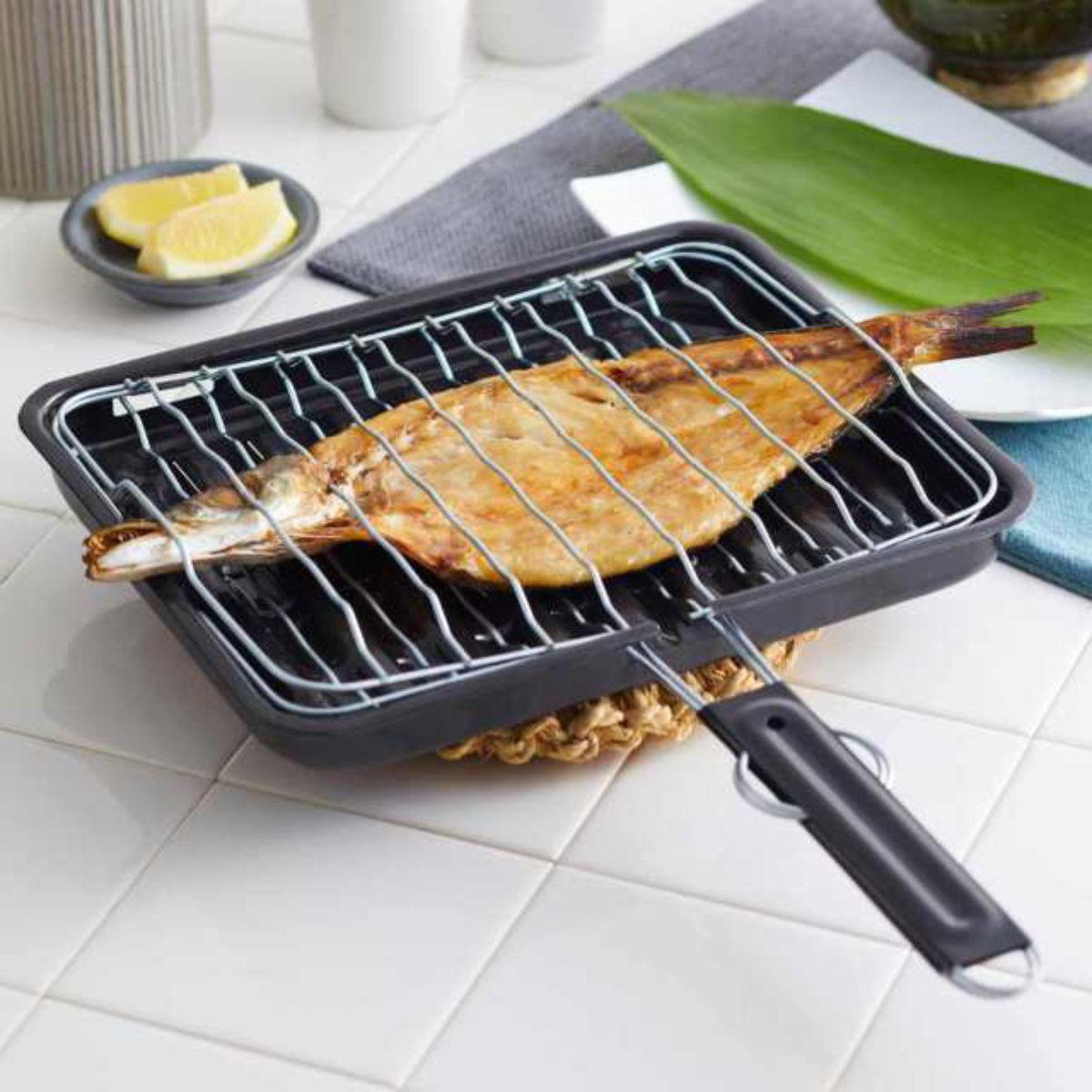 竹原製缶 魚焼き網 ガス火専用 セラグリル ホーロー加工 合わせ網 M