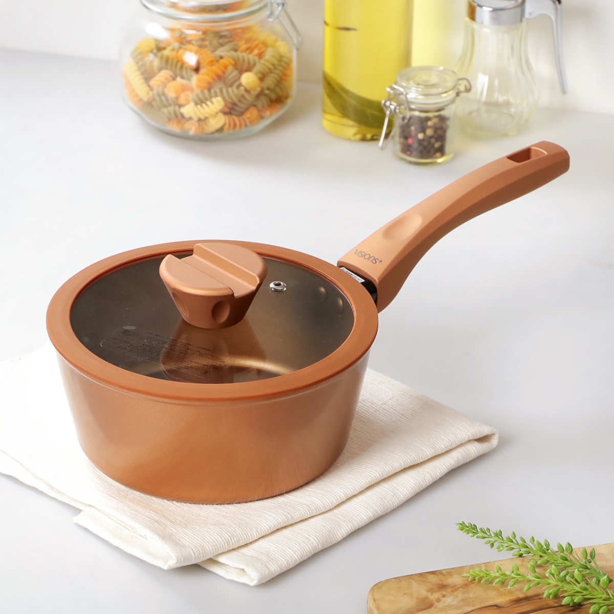 �Ў�� 18cm IH�Ή� VISIONS GOLD Coating �\�[�X�p�� �i �Ȃ� ���� �K�X�ΑΉ� �I�[���M���Ή� 1�l�p�� �K���X�W�t�� ���� �~���N�p�� �j