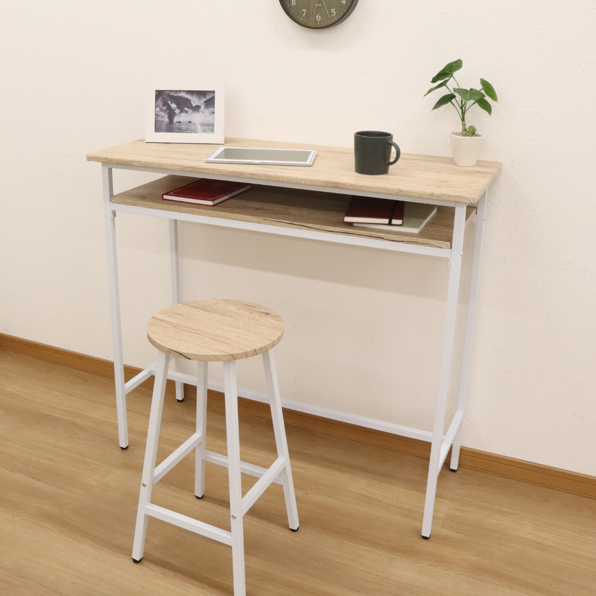 エイ・アイ・エス カウンタースツール 2脚セット 高さ60cm 木目調 （ 2