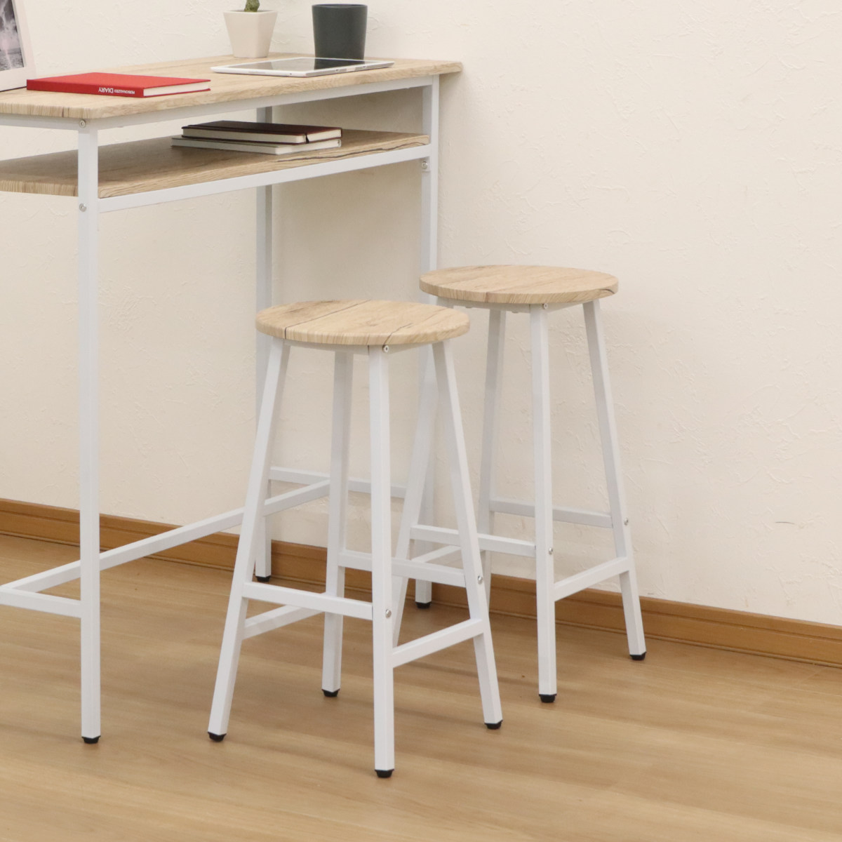 エイ・アイ・エス カウンタースツール 2脚セット 高さ60cm 木目調 （ 2