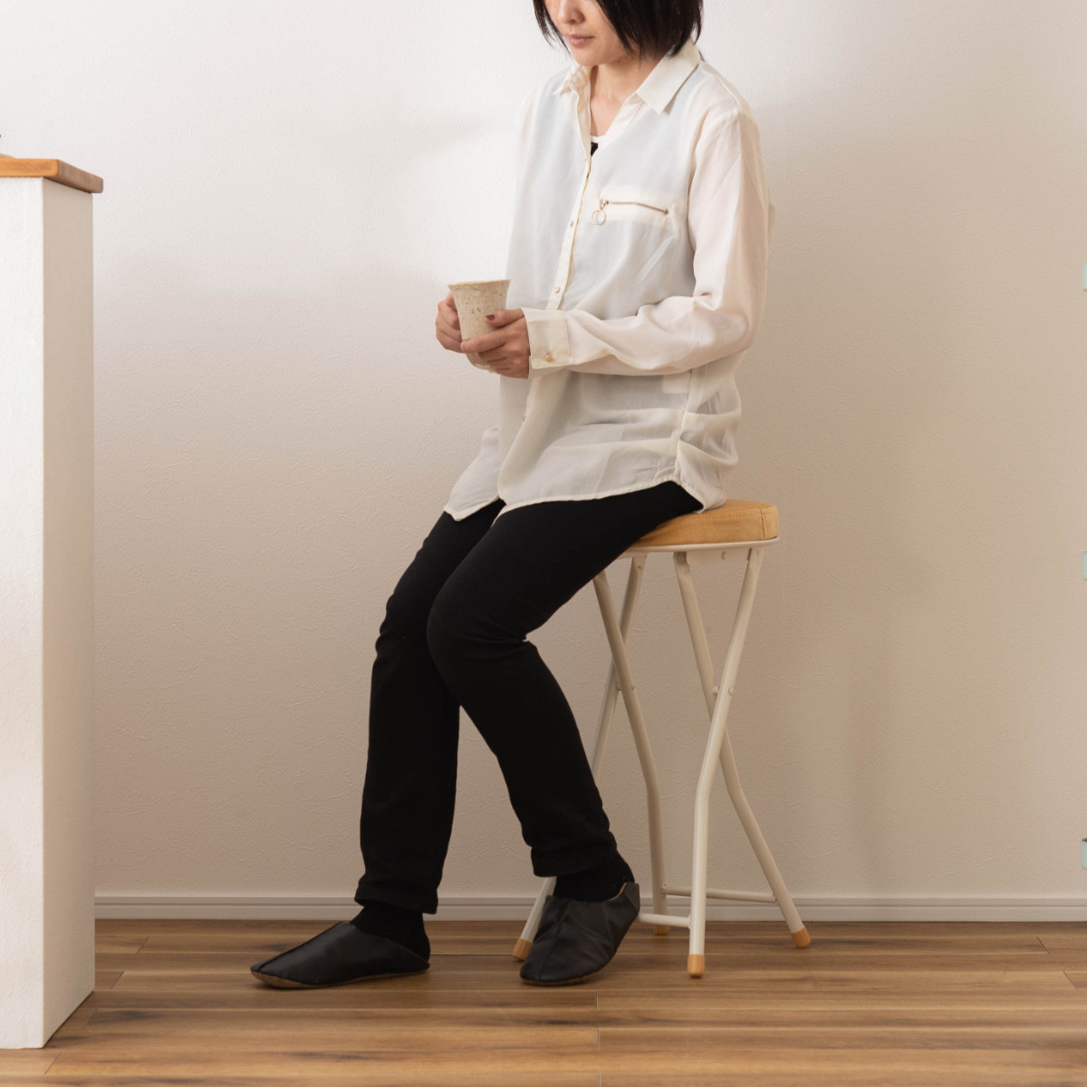 折りたたみ椅子 ハイスツール 座面高60cm ...の詳細画像5