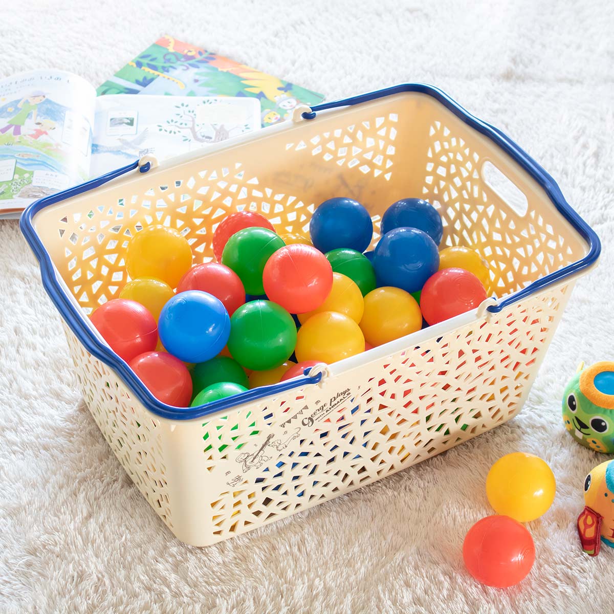 錦化成 バスケット おさるのジョージ ラピスバスケット11 レジかご