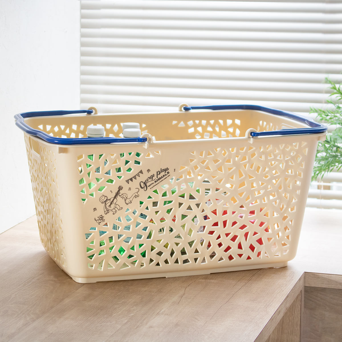 錦化成 バスケット おさるのジョージ ラピスバスケット11 レジかご