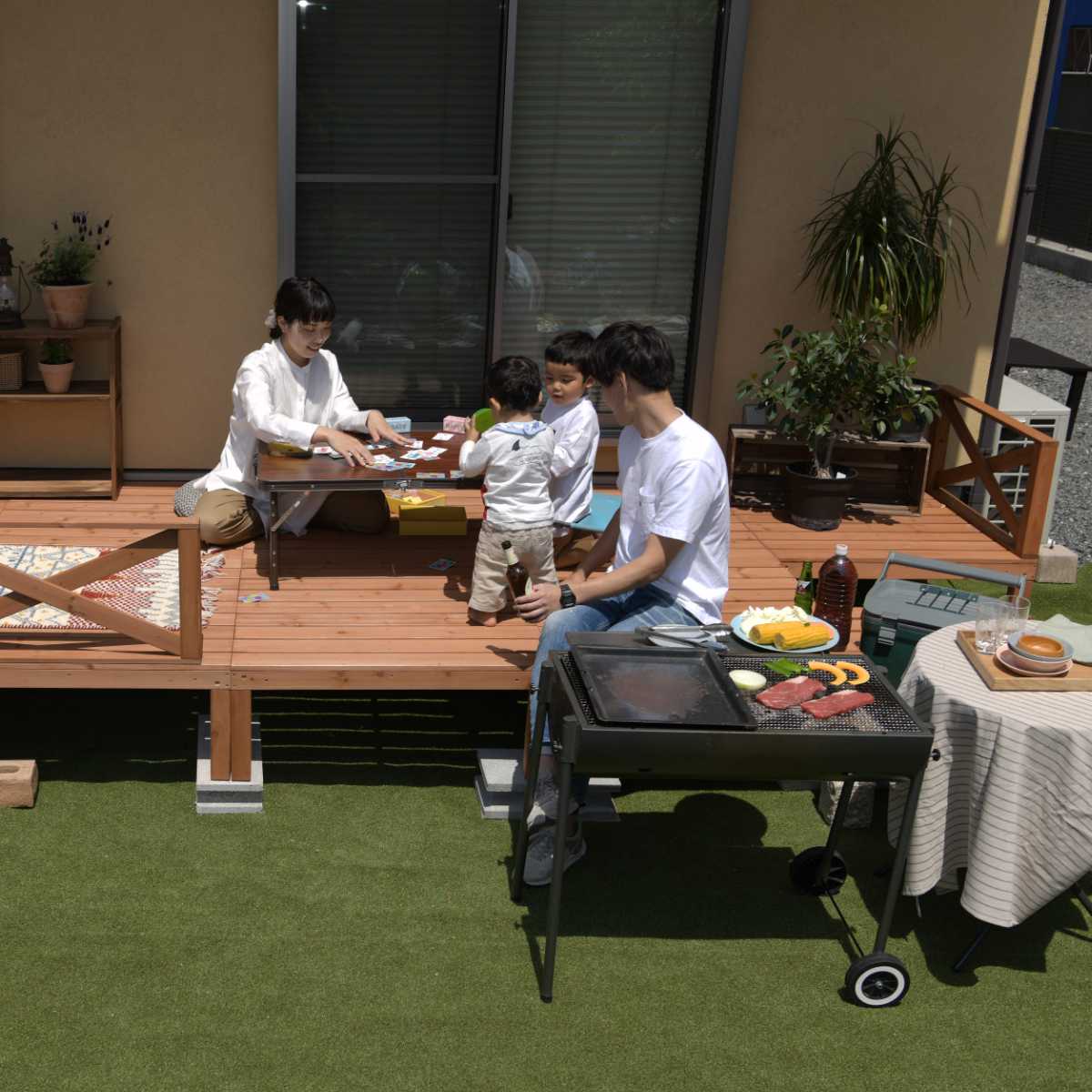 ウッドデッキ 天然木ウッドデッキ 6点セット 0.5坪 （ ガーデンデッキ