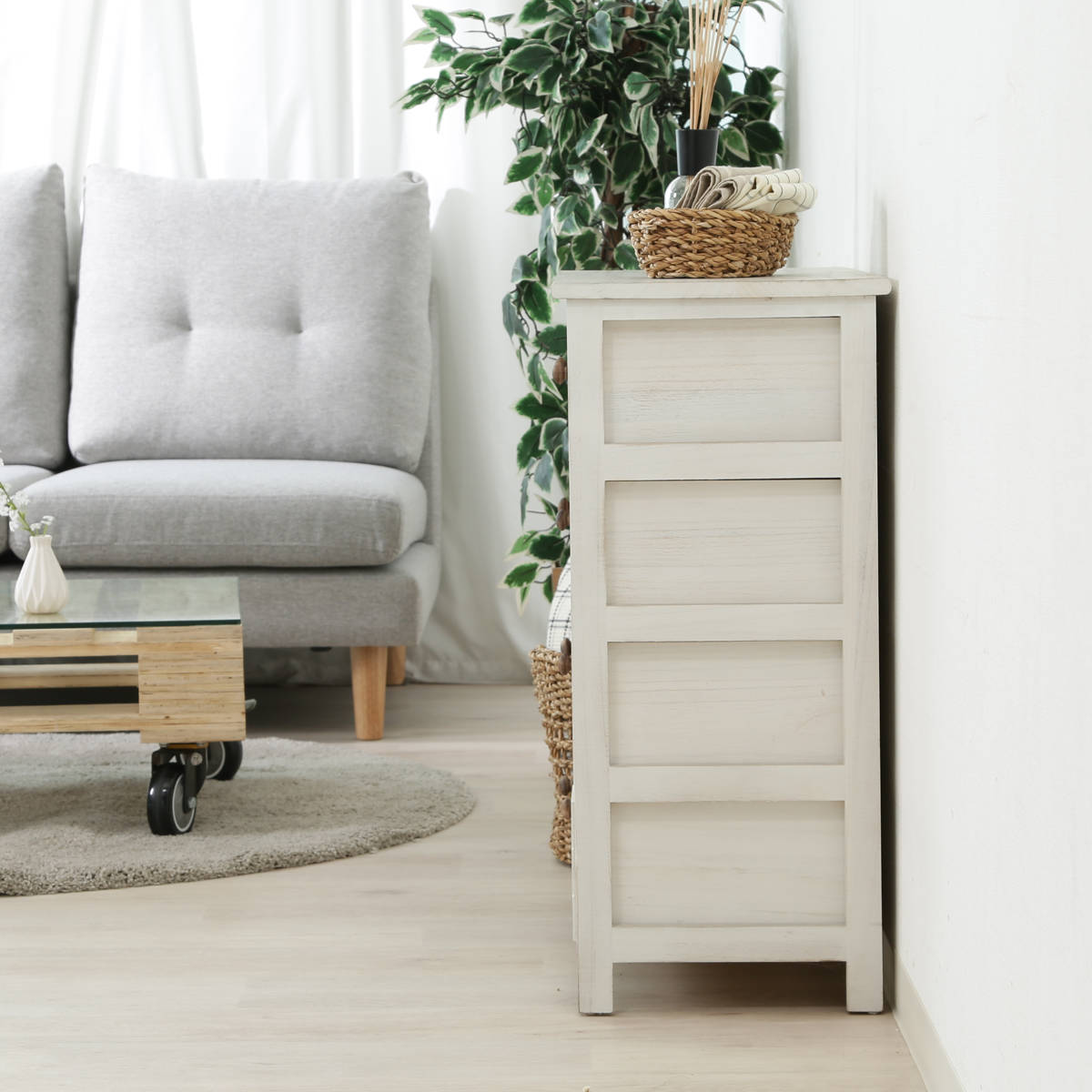 不二貿易（Fuji Boeki） チェスト 幅68cm 3列4段 アンティーク調